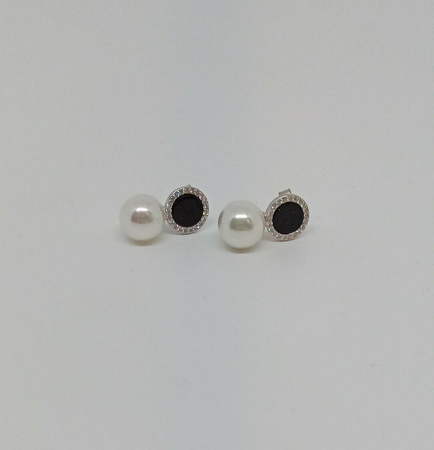 orecchini in argento 925 tondo nero con