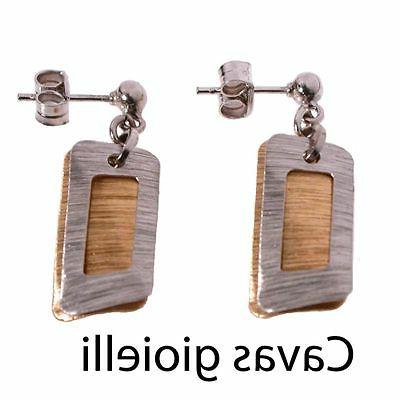 orecchini in argento bicolore orecchini geometrici rettangol