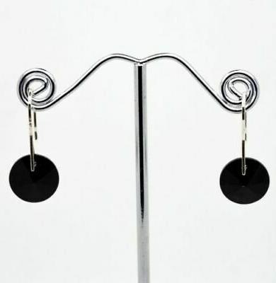 orecchini in argento e swarovski pendenti neri