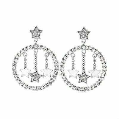 orecchini in argento rodiato e cristalli con