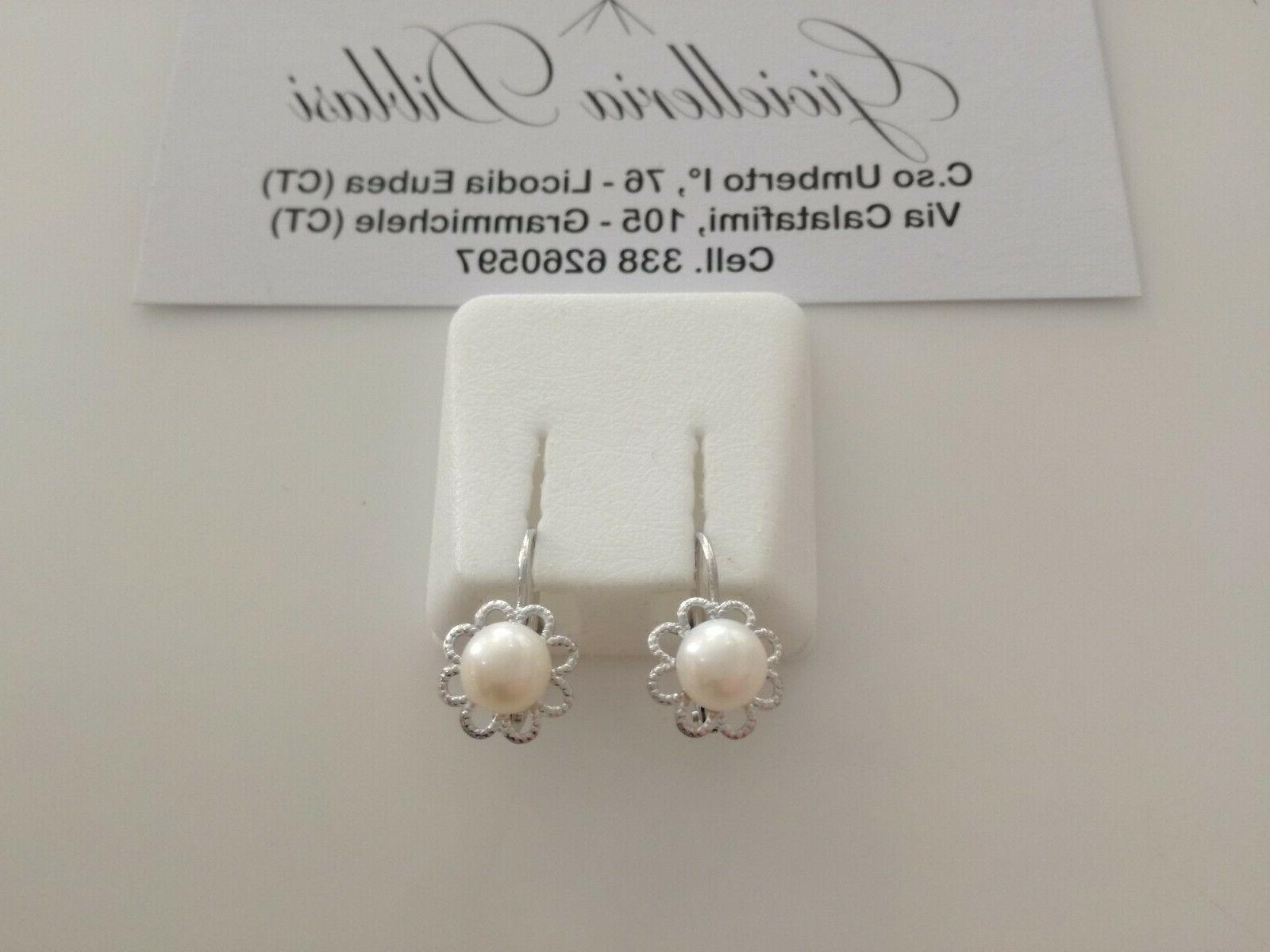 orecchini in bianco e perle naturali 18kt