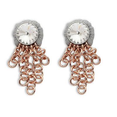 orecchini in lame e bronzo con cristallo