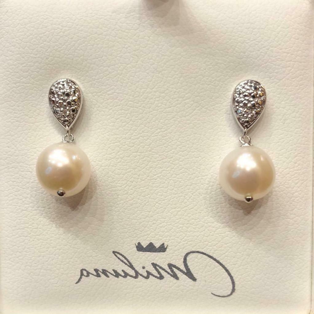 orecchini in oro bianco 18kt con perle