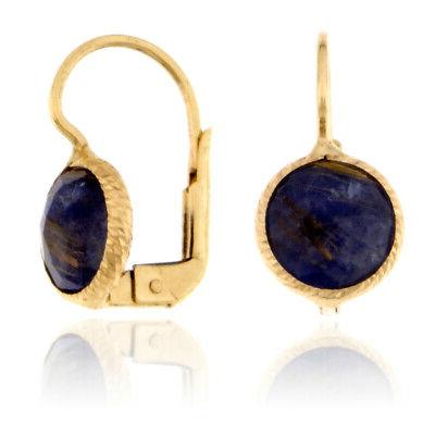 orecchini in oro e quarzo rutilato blu