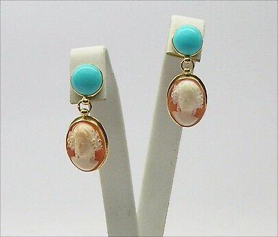 orecchini in oro giallo 18kt con turchese