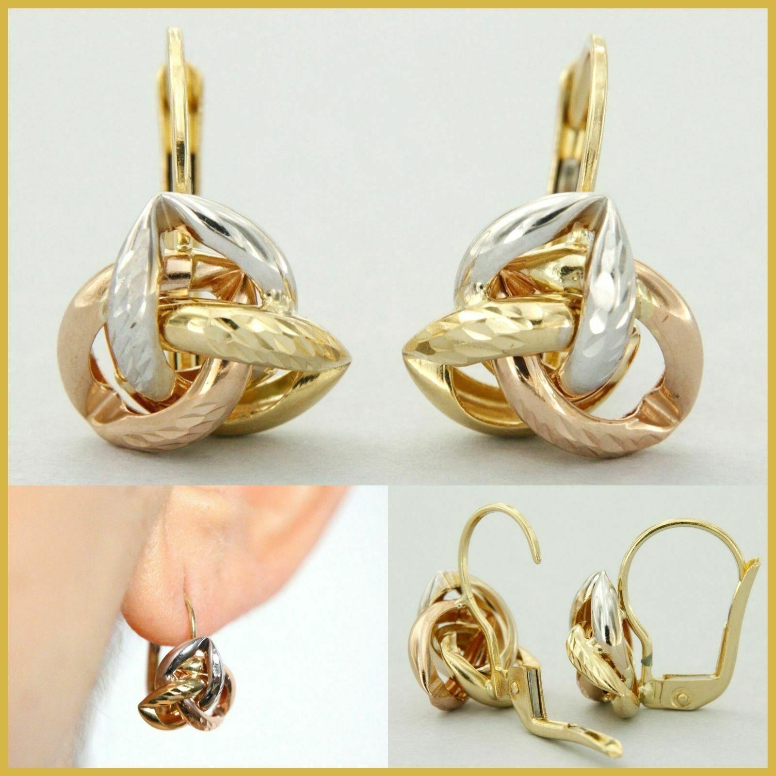 orecchini in oro giallo rosa e bianco