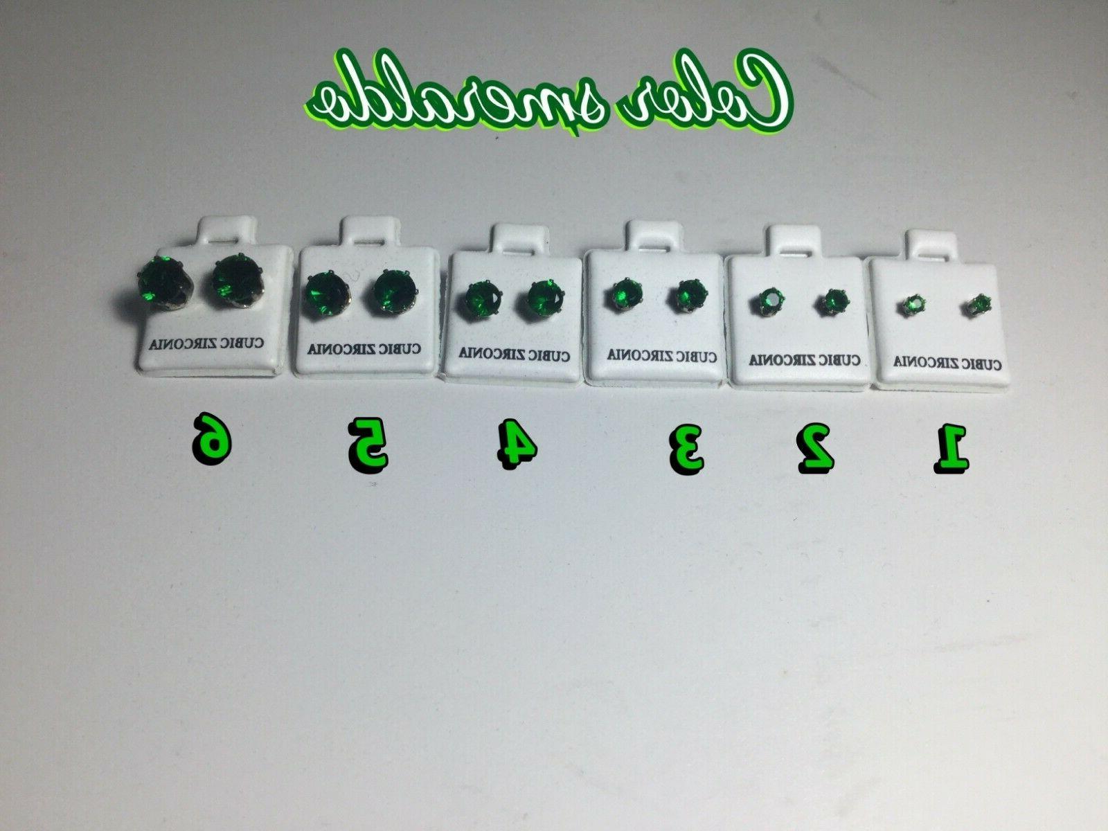 orecchini in zirconia cubica verde smeraldo donna