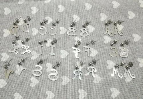 orecchini iniziale lettera nome acciaio color argento