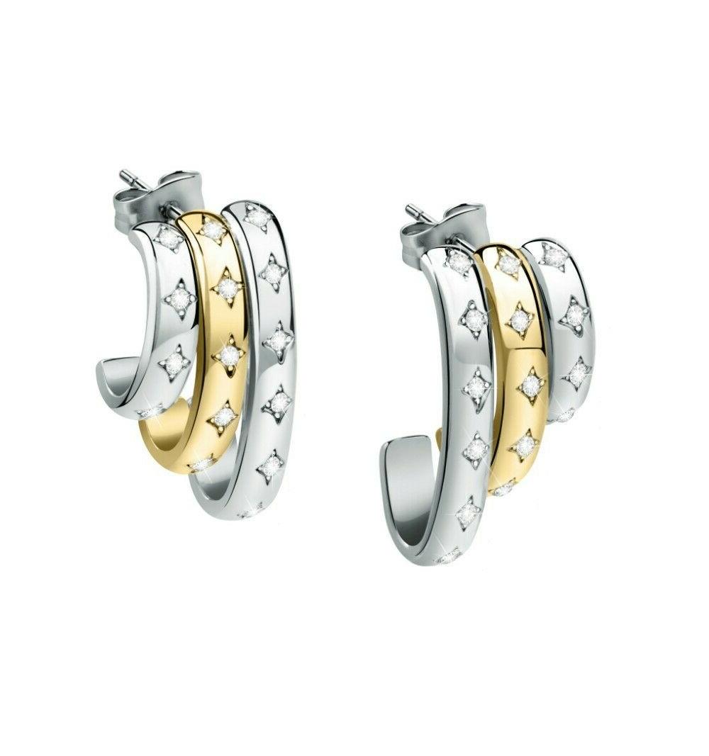 orecchini insieme donna sakm78 earrings acciaio bicolore