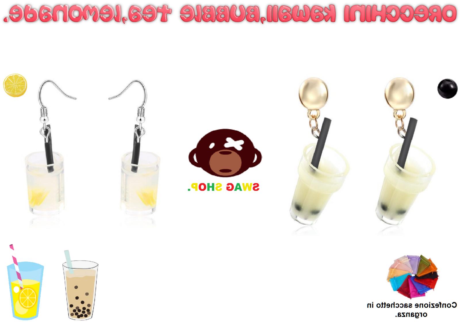orecchini kawaii bevanda bubble tea lemonade pendenti