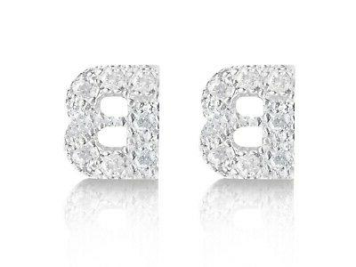 orecchini lettera iniziale b argento 925 con