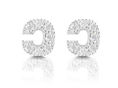 orecchini lettera iniziale c argento 925 con