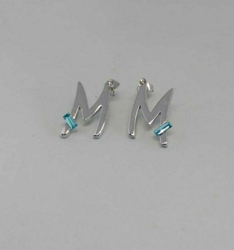 orecchini lettere m iniziale alfabeto metallo rodiato