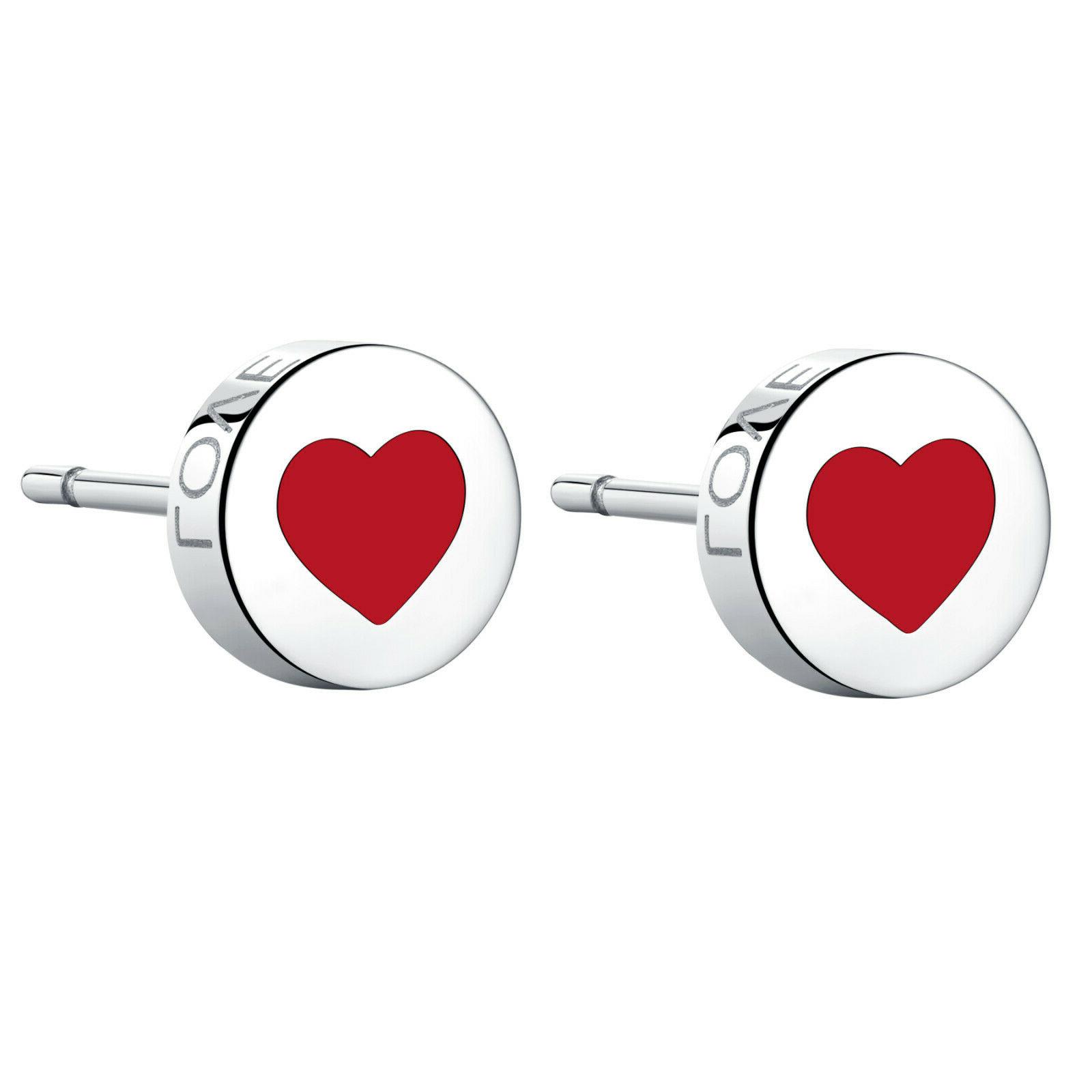 orecchini lobo donna acciaio cuore rosso frase