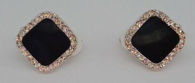 orecchini lobo donna rombo nero smalto clips