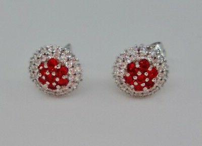 orecchini lobo donna tondo rosso rubino cristalli