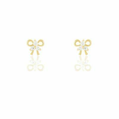 orecchini lobo fiocco in oro giallo zirconato