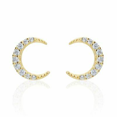 orecchini lobo luna zirconata in oro giallo