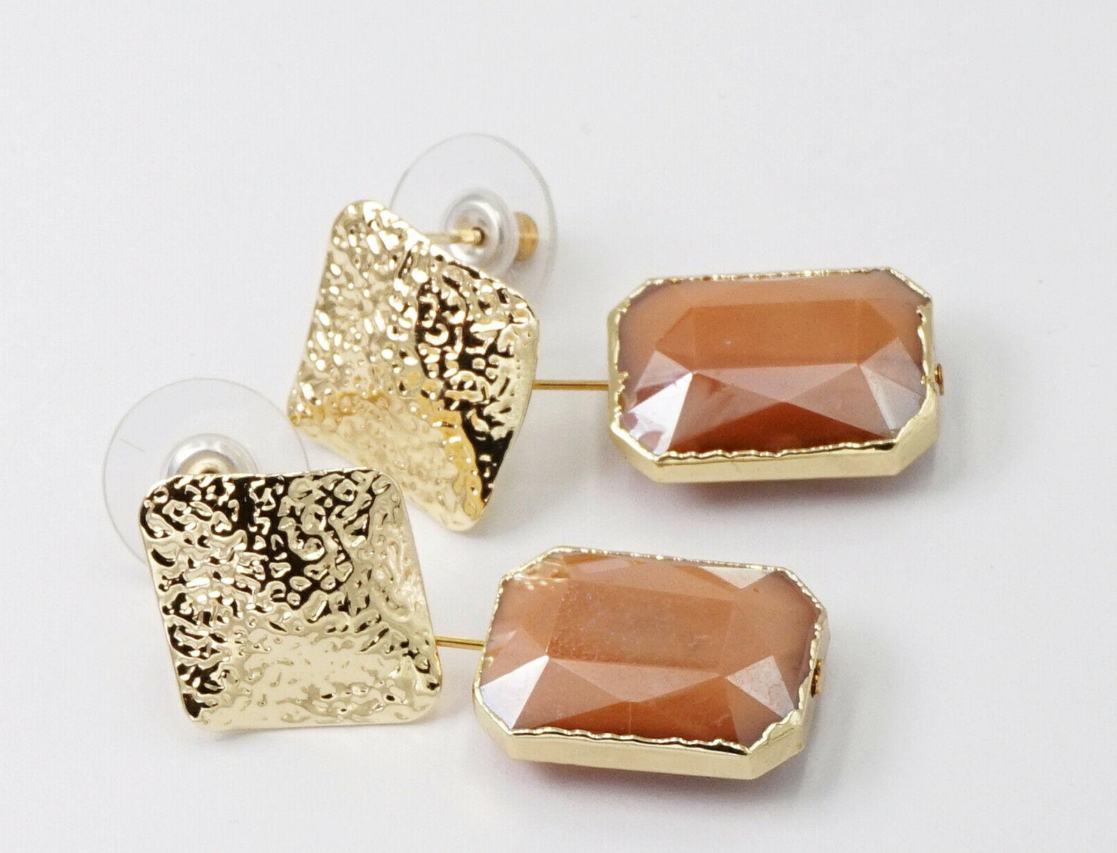 orecchini lobo pendenti rettangolari fatti a mano