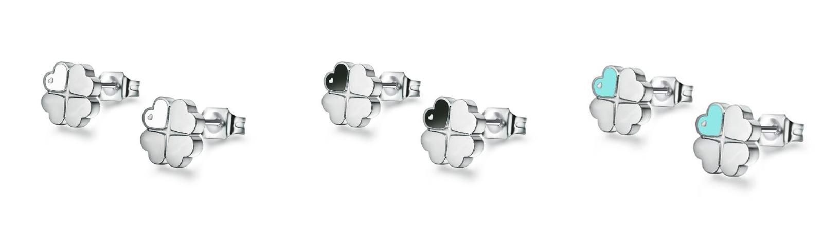 orecchini lobo quadrifoglio in acciaio nichel lucky