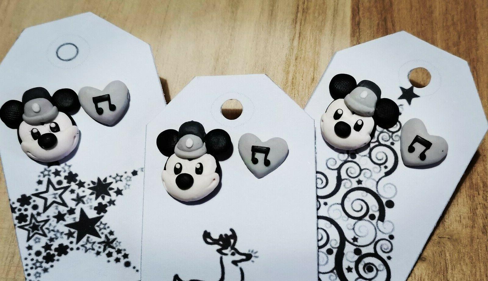 orecchini lobo topolino bianco e nero in