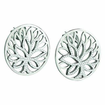 orecchini loto donna satd07 earrings zirconi acciaio