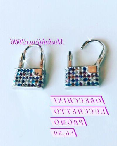 orecchini lucchetto piccoli al lobo con strass