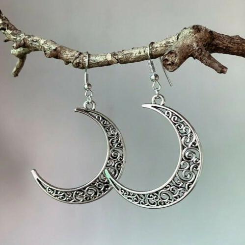 orecchini luna celtica ciondolo 4x3cm argento tibetano