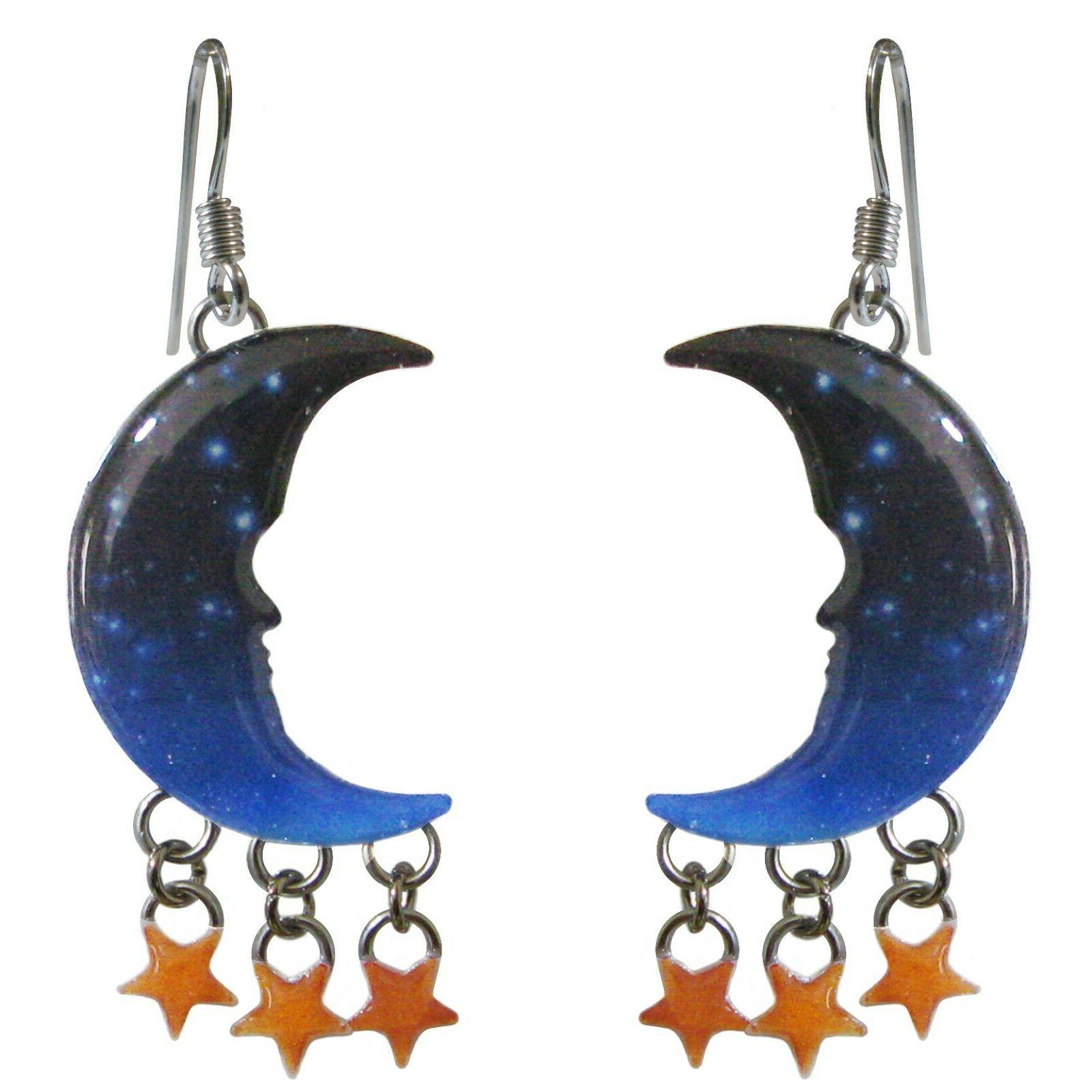 orecchini luna e stelle in smalto a
