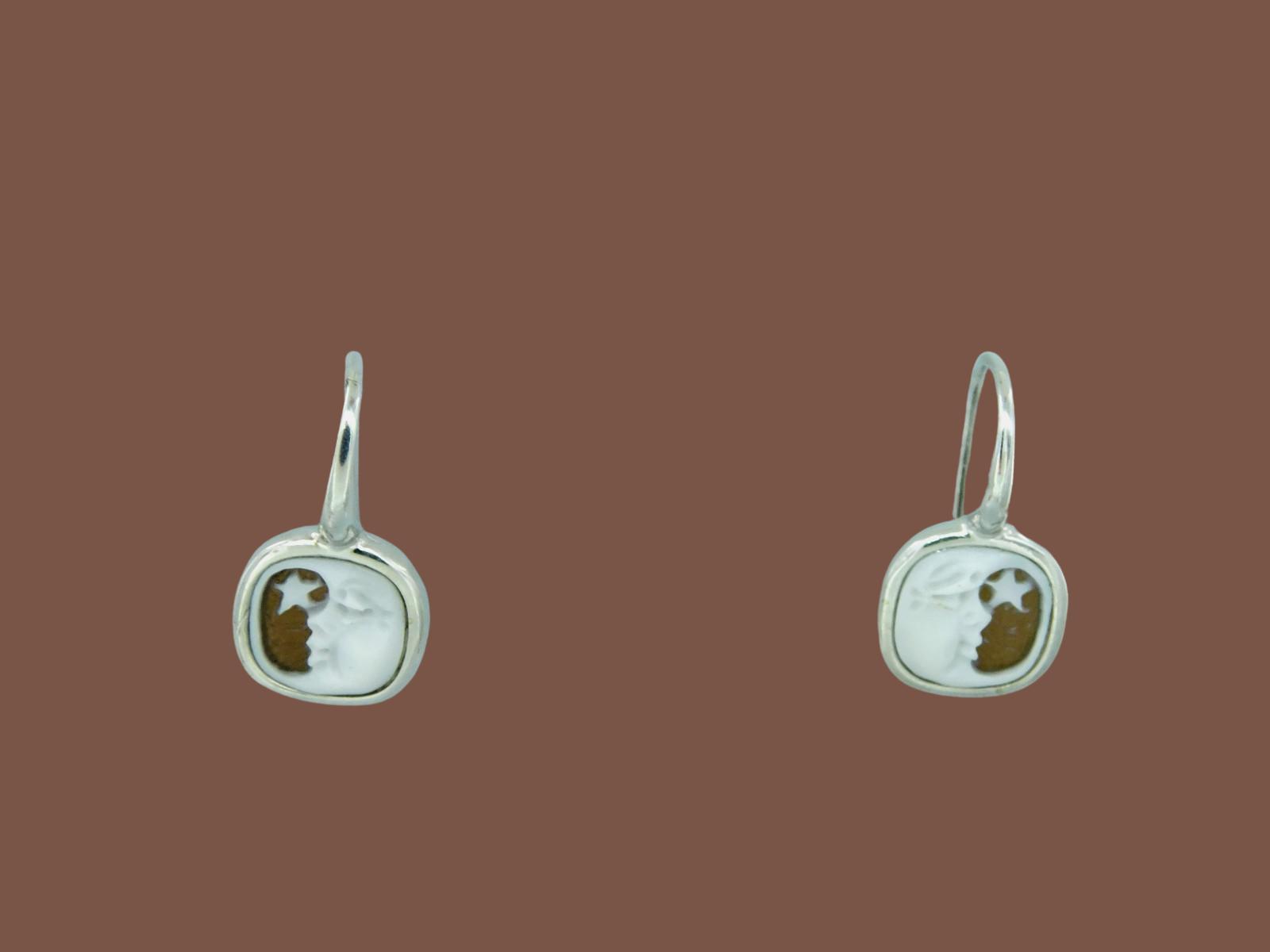 orecchini luna in cammeo di argento 925