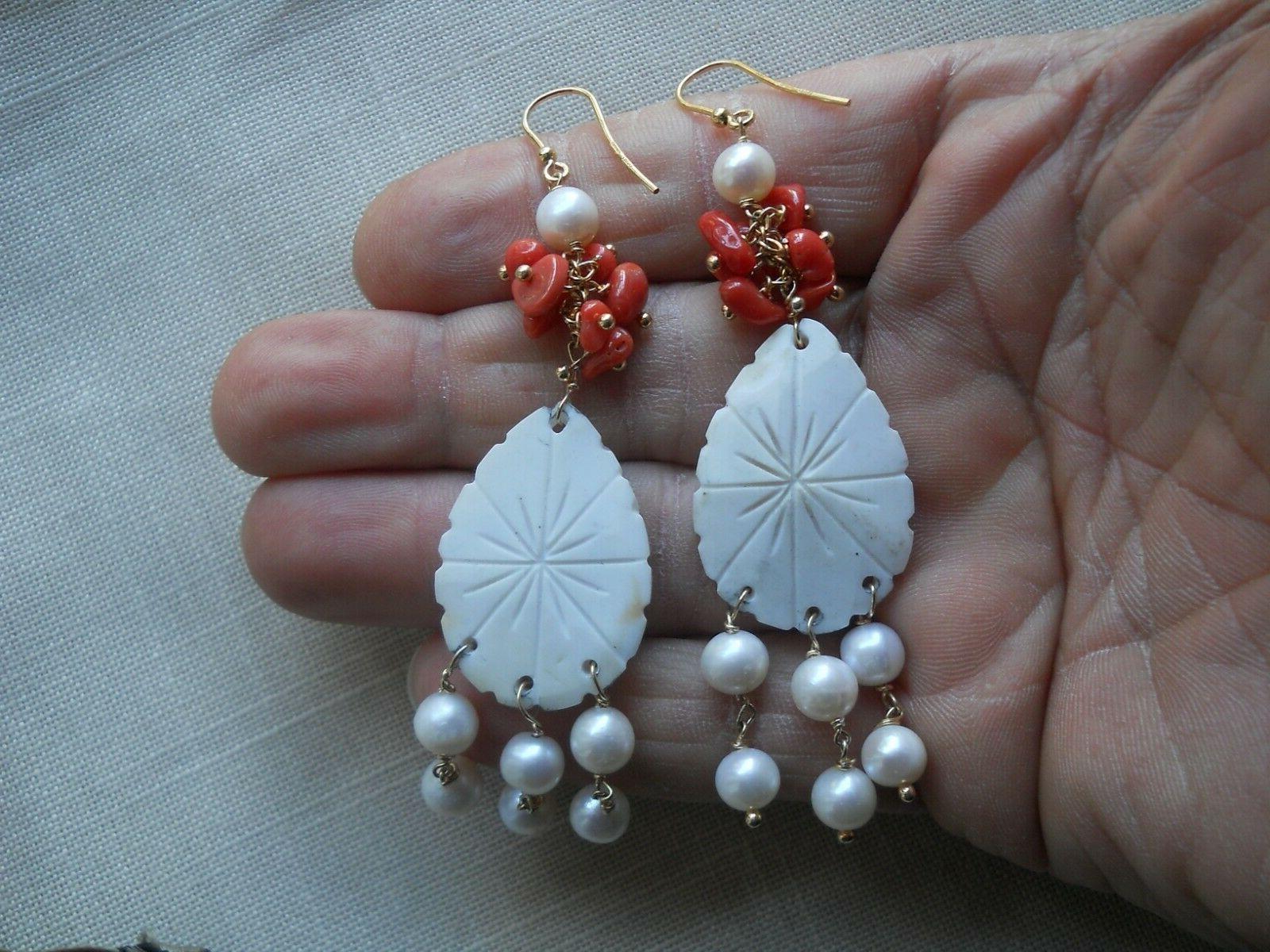 orecchini lunghi in cammeo sardonico and perle