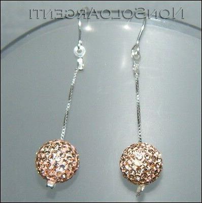 orecchini lunghi pendenti argento 925 ciondoli sfera