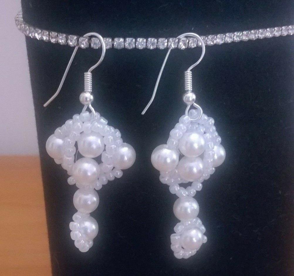 orecchini lunghi pendenti perle bianco donna sposa