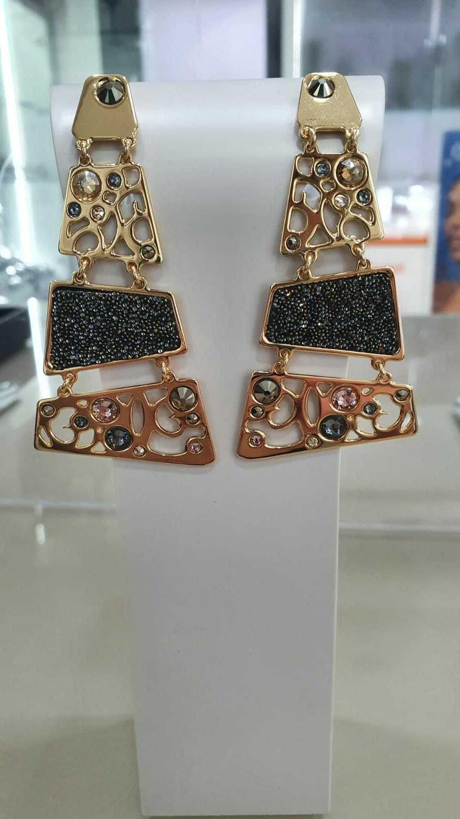 orecchini lungo bronzo dorato e cristalli xor048d