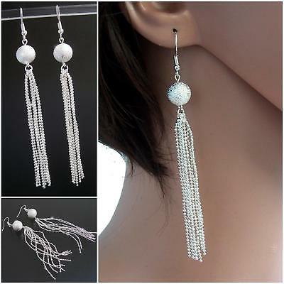 orecchini lungo pendenti 10cm argento brillanti perle
