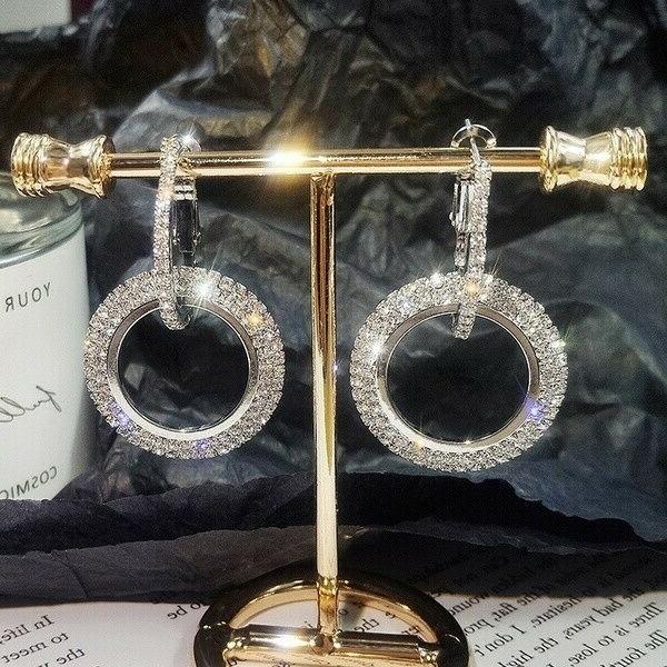 orecchini lusso con gancetto rotondi con strass