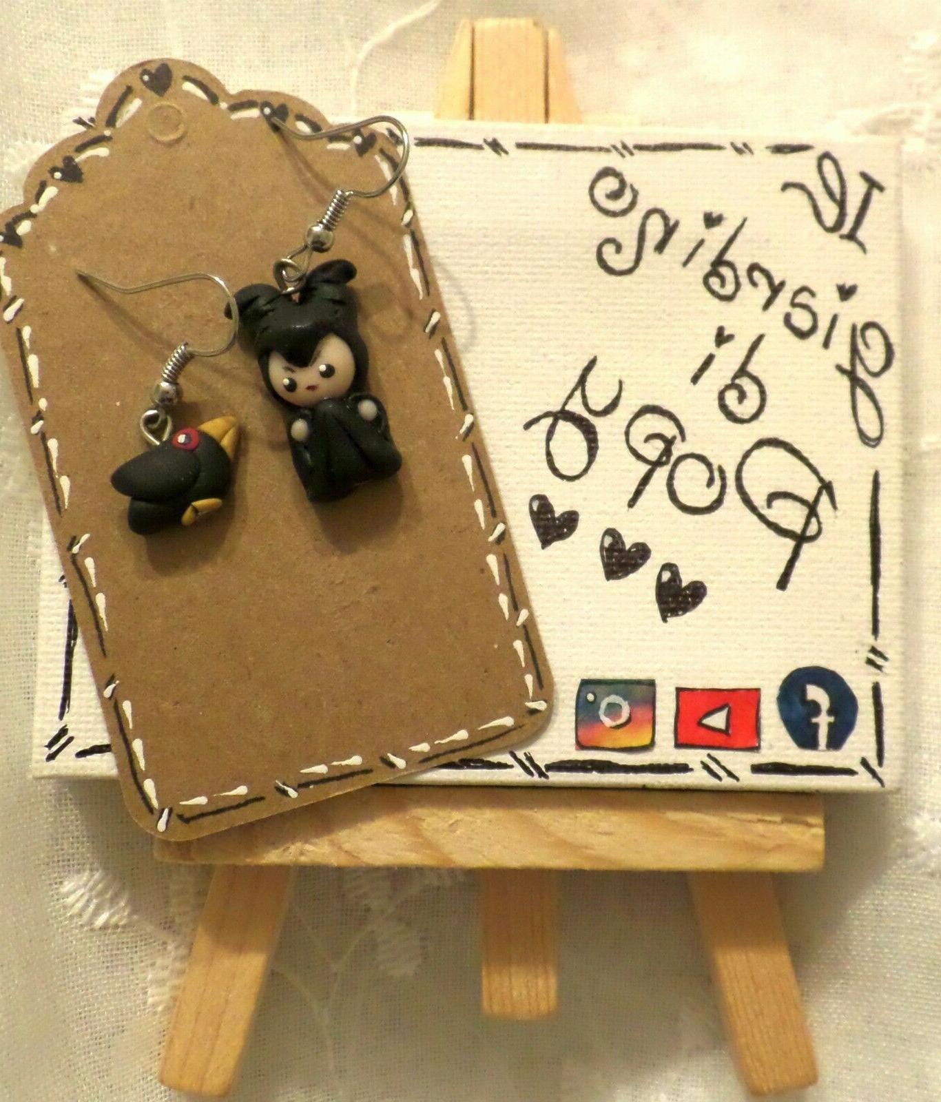 orecchini malefica disney in fimo prodotto artigianale