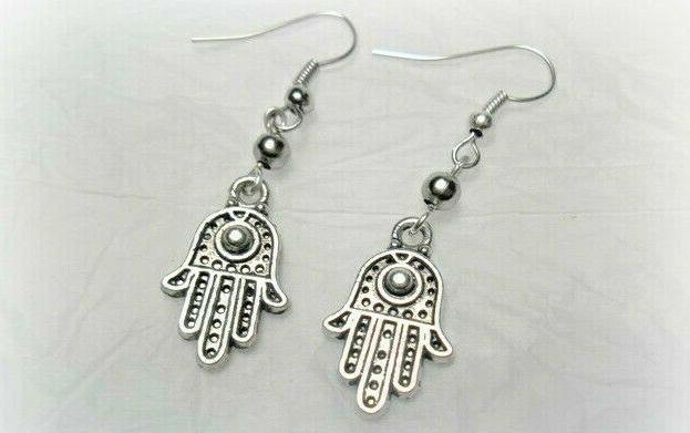 orecchini mano di fatima donna pendenti perle