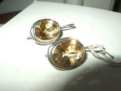 orecchini monachella ear rings quarzo citrino cabochon