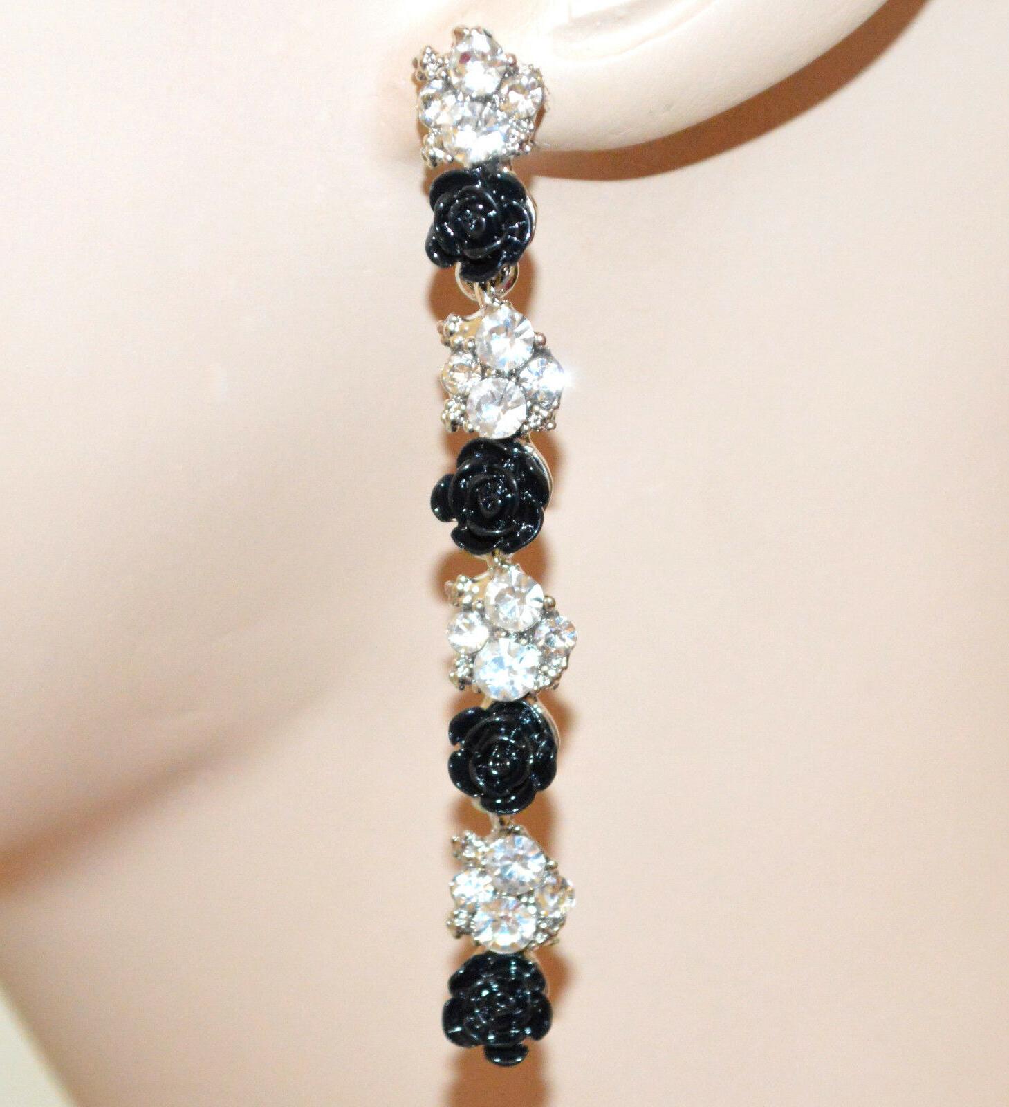 orecchini neri bianchi donna argento pendenti lunghi