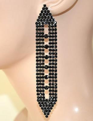 orecchini neri donna strass eleganti cristalli cerimonia