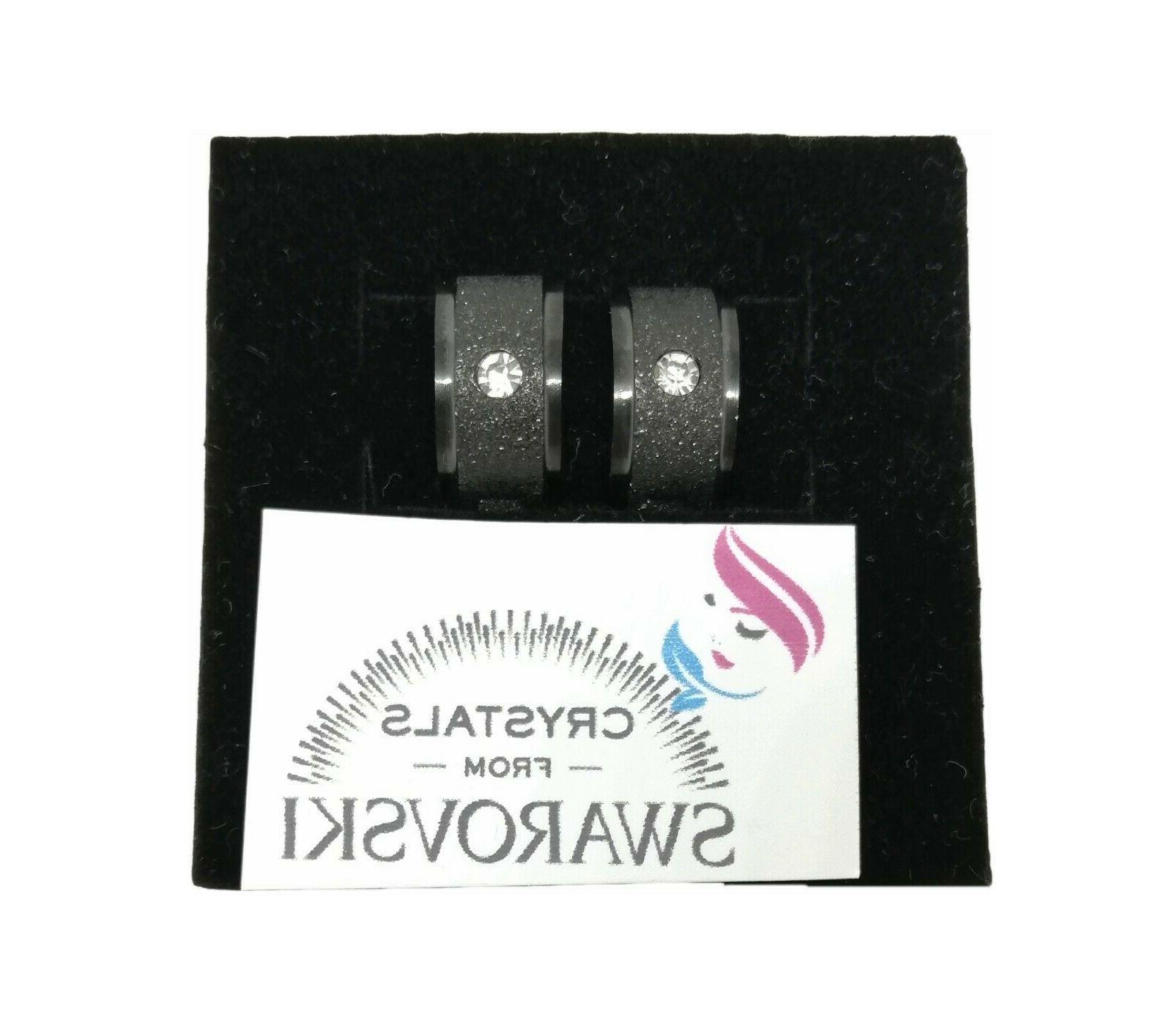 orecchini neri unisex hoop argento satinato e