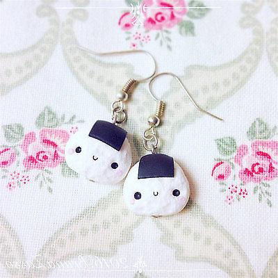 orecchini onigiri kawaii cute earrings fimo polymer