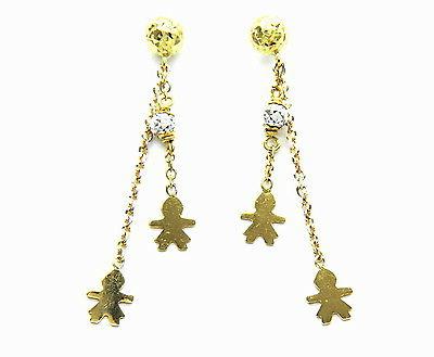 orecchini oro 18kt pendenti bicolori con bambine
