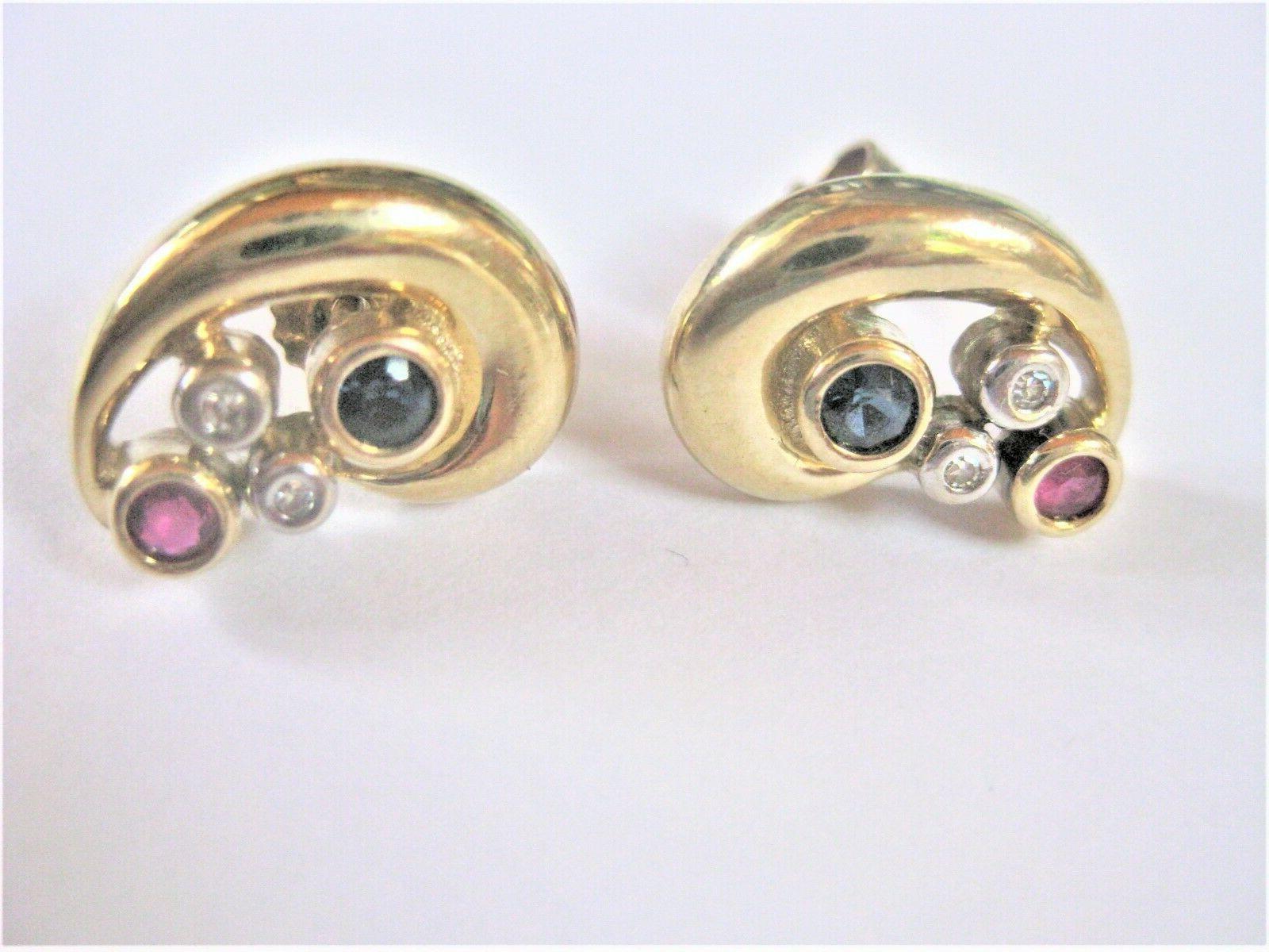 orecchini oro 585 con diamanti e pietre