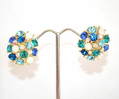 orecchini oro a clips a bottone cristalli