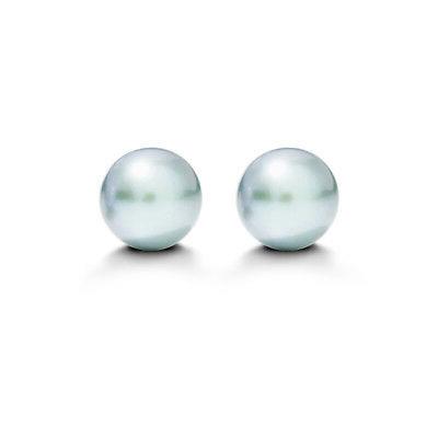 orecchini oro biaco perle grigie 7 mm