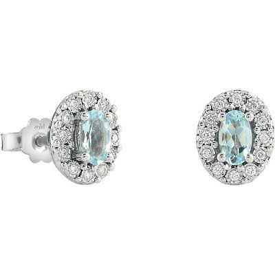 orecchini oro bianco con brillanti e pietra