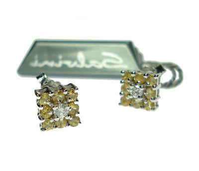 orecchini oro bianco e topazio citrino con