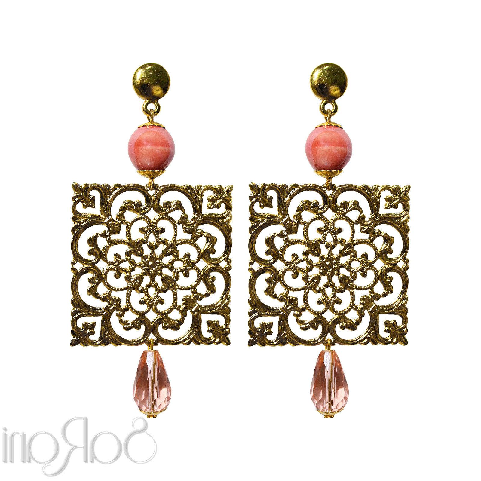 orecchini oro bigiotteria bijoux donna perle rosa